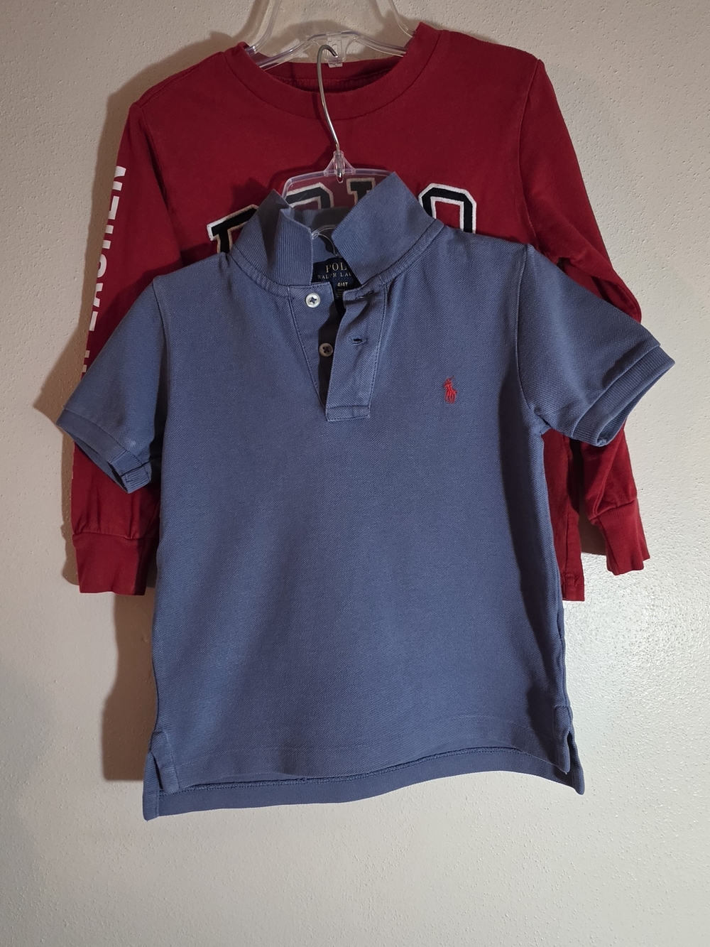 Ralph Lauren Boys' Slate Blue Polo with Red Pony and Long Sleeve Polo Tee 2 Pack
